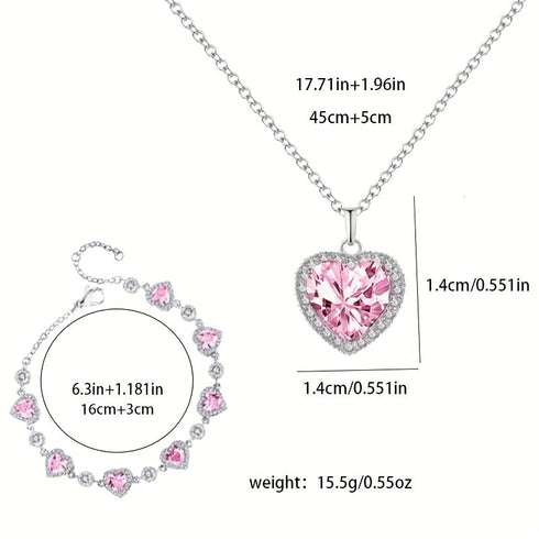 Rose gift box, heart bracelet necklace two-piece set gift for her